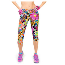 Womens High Waist Fitness Printed Stretch Cropped Leggings (50041)